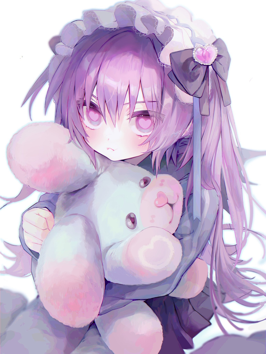 1girl, :t, black_bow, black_skirt, blush, bow, closed_mouth, frilled_hairband