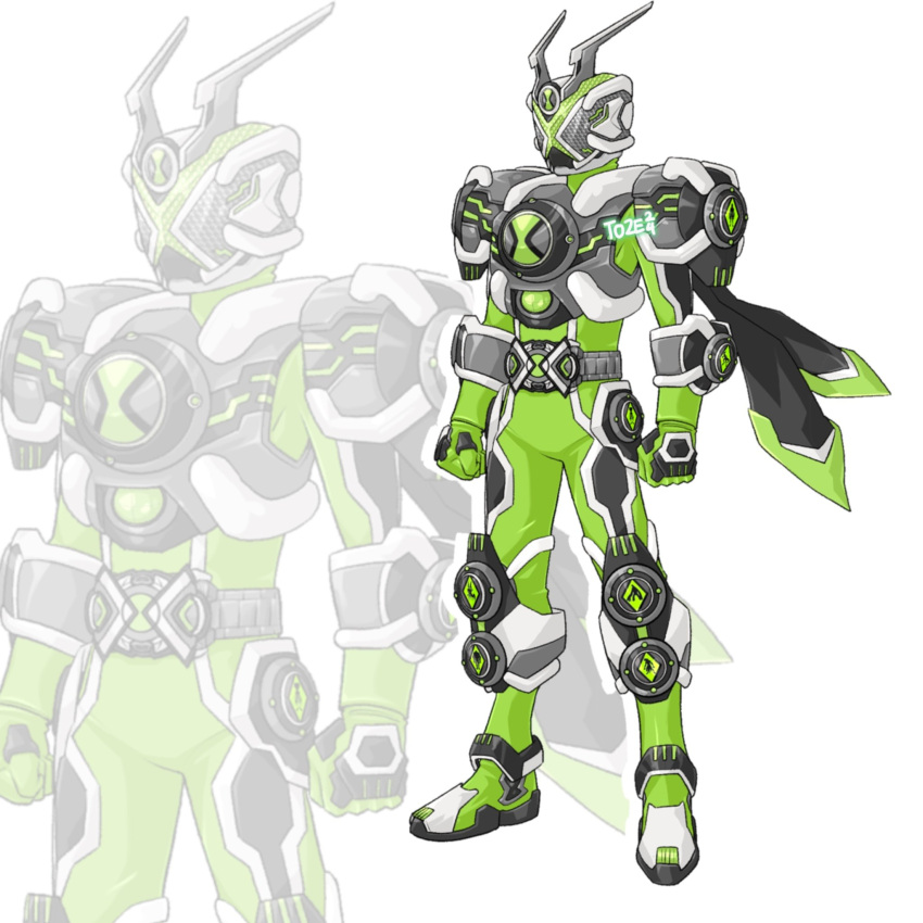 1boy, alien, armor, artist_name, belt, ben_10, black_armor, black_scarf