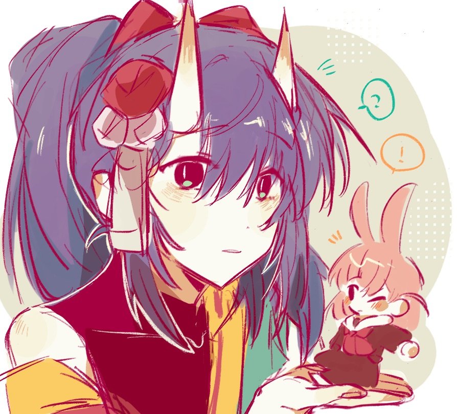 !, 2girls, ;|, ?, animal_ears, blush, brown_dress, cerise_bouquet