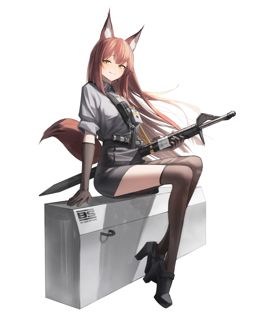 1girl, absurdres, animal_ear_fluff, animal_ears, arknights, asymmetrical_legwear, belt, black_belt