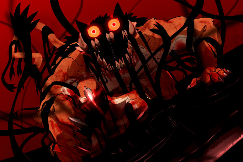 animal_focus, blood, blood_from_mouth, blood_on_hands, claws, dream_tiger_(govy9807), dutch_angle, glint