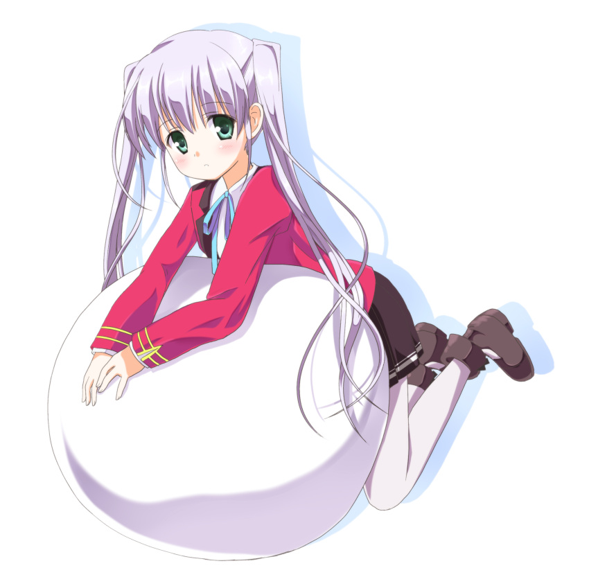 ball, fortune_arterial, green_eyes, haruno_(macoro), highres, long_hair, pantyhose, purple_hair