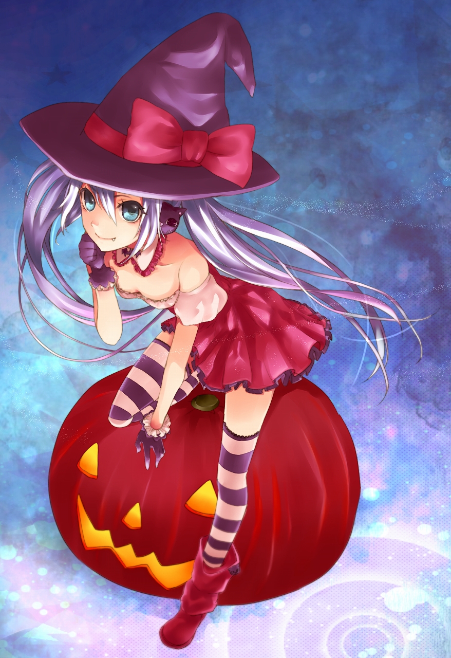 bad_id, bare_shoulders, blue_eyes, boots, bow, breasts, cat, cleavage