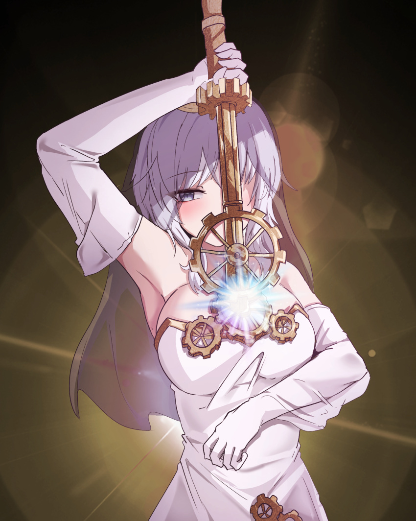 1girl, armpits, breasts, bridal_veil, chanwoo, dress, e.g.o_(project_moon), faust_(project_moon)
