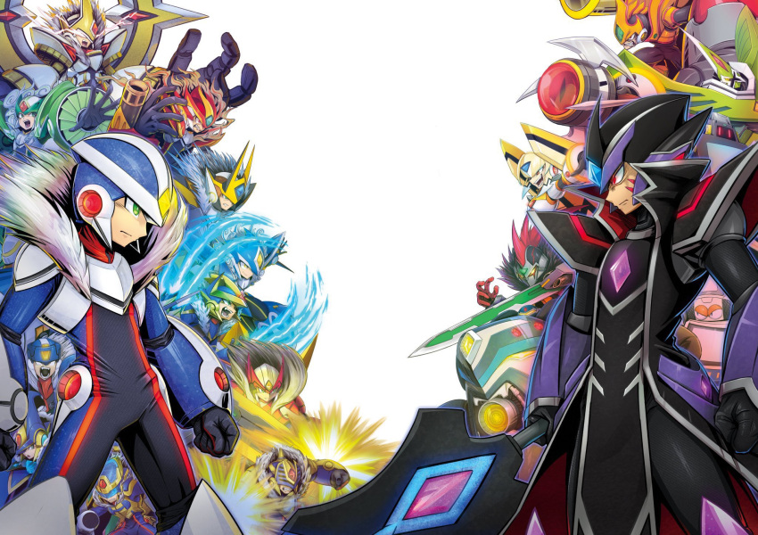 6+boys, armor, black_bodysuit, black_coat, black_helmet, blue_helmet, bodysuit, character_request