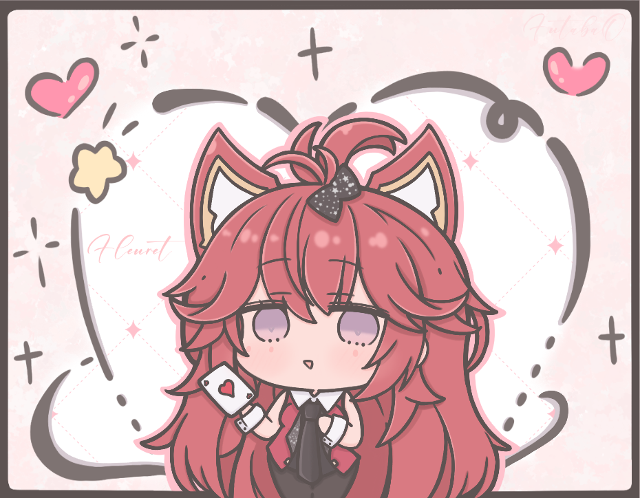 1girl, animal_ears, azur_lane, black_necktie, black_pantyhose, card, character_name, chibi