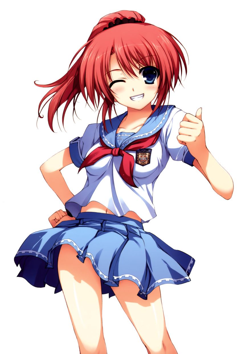 highres, mitsuhiro_sachi, ponytail, red_hair, redhead, school_uniform, sharin_no_kuni_himawari_no_shoujo, tomose_shunsaku