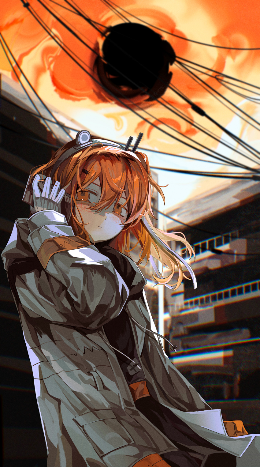 1girl, a.i._voice, absurdres, adachi_rei, apartment, arm_at_side, belt, black_shirt