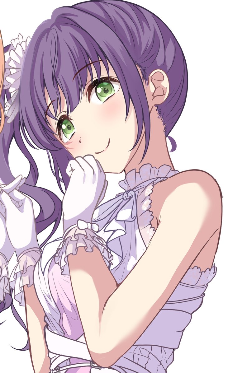 2girls, citrusmikan, closed_mouth, commentary, dress, frilled_dress, frilled_gloves, frills