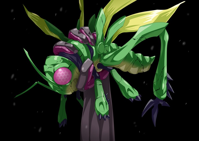 absurdres, black_background, black_cloak, bug, chemy, clenched_hands, cloak, extra_arms