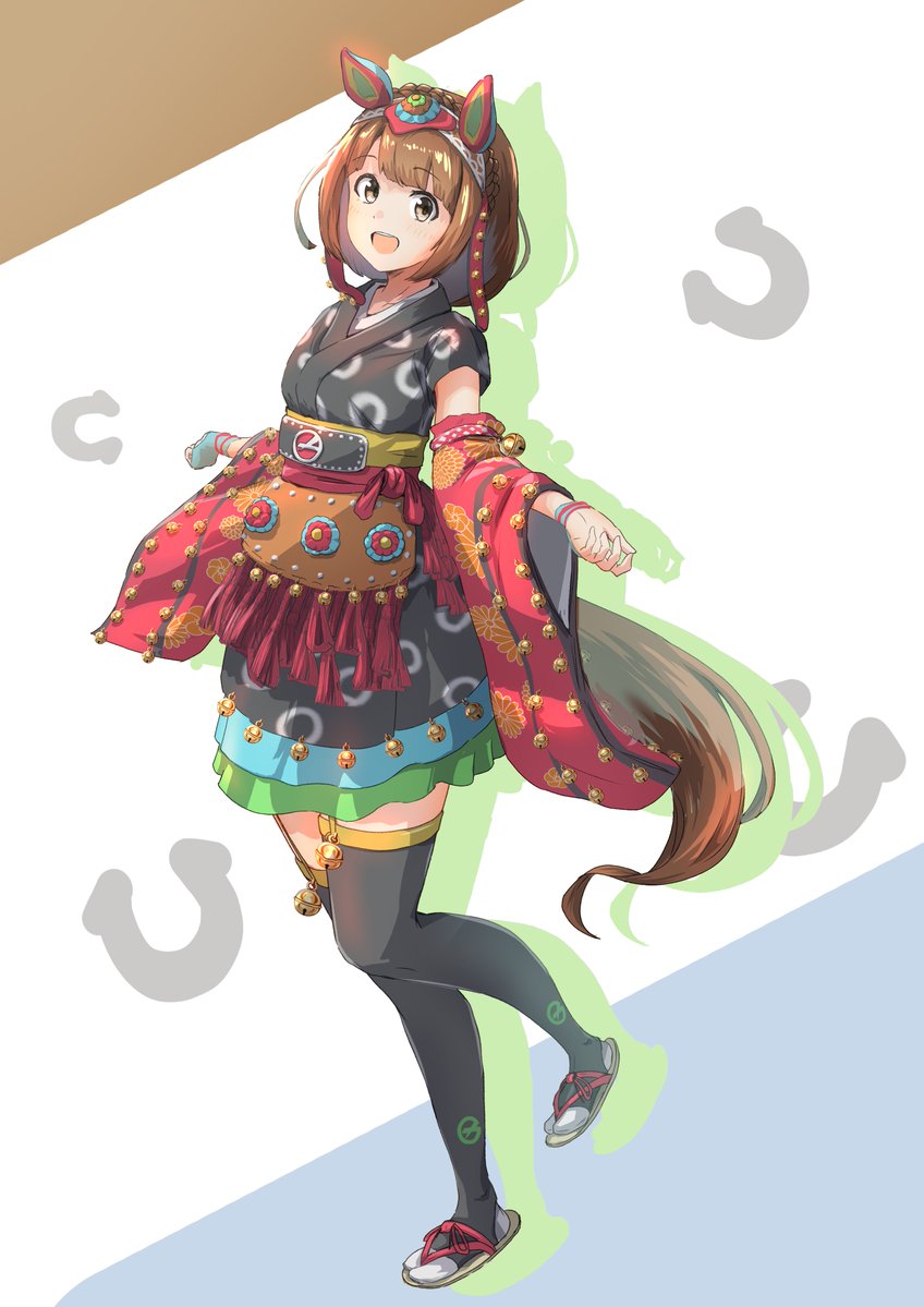 1girl, alternate_costume, animal_ears, breasts, brown_eyes, brown_hair, commentary_request, detached_sleeves