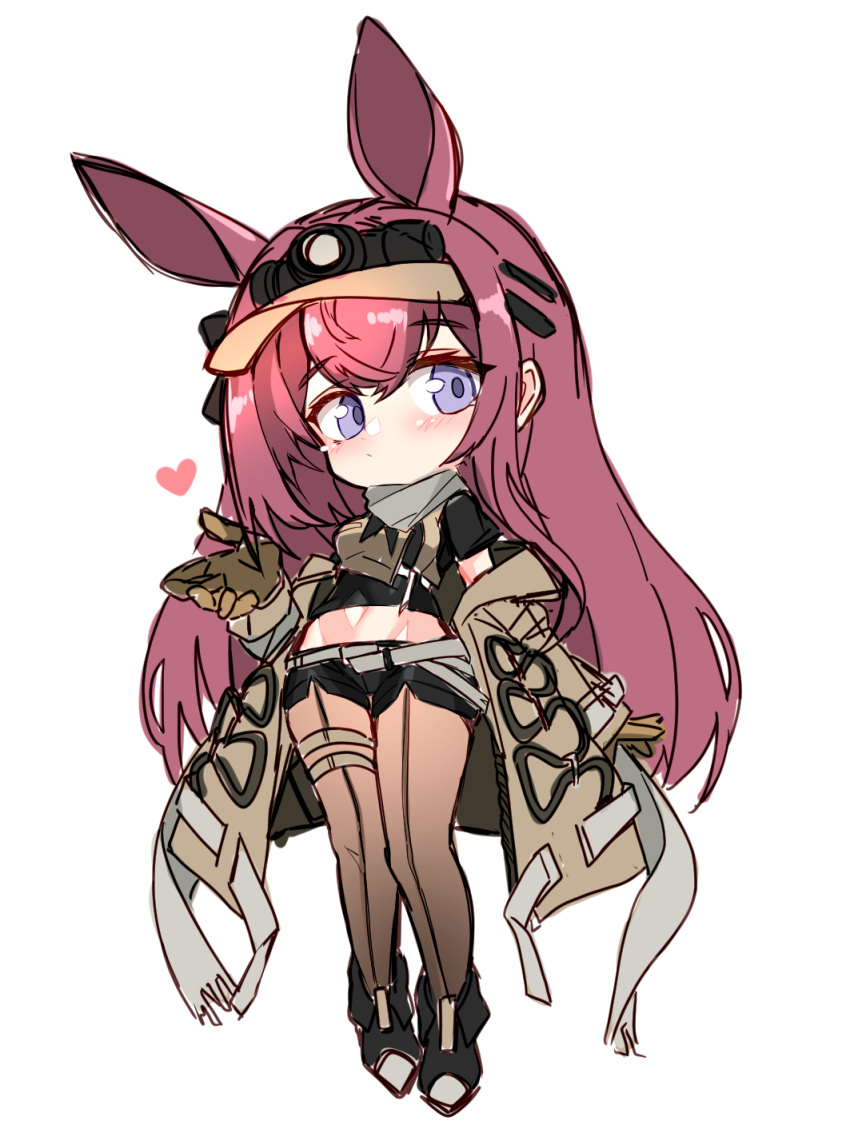 1girl, animal_ears, arknights, extra_ears, full_body, gloves, godgamesc2, heart