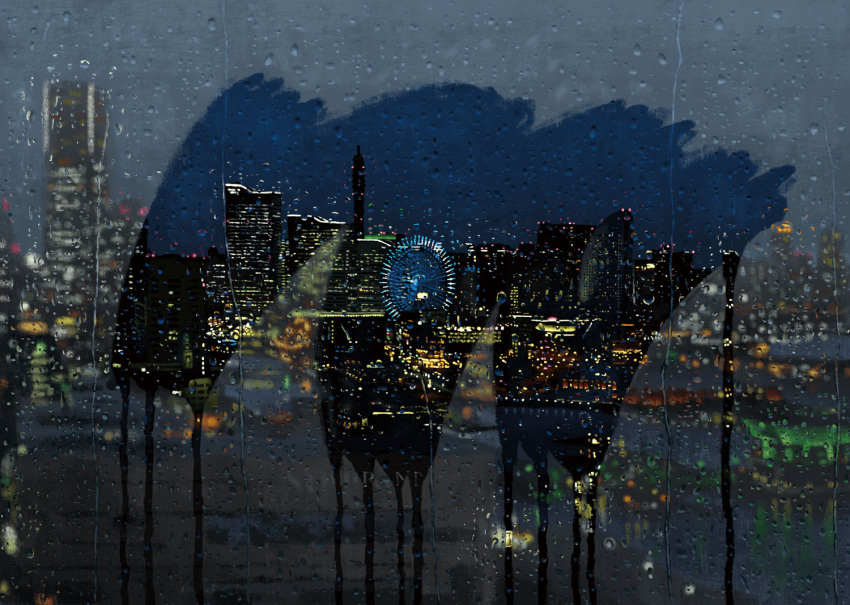 building, cityscape, commentary_request, condensation, ferris_wheel, night, night_light, night_sky