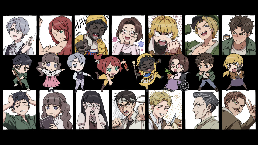 5girls, 6+boys, :d, ;), ^_^, abella_(fear_&amp;_hunger), african_clothes, angry