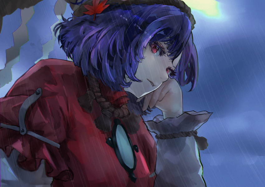 1girl, arm_support, clouds, cloudy_sky, commentary_request, eneshi, frilled_sleeves, frills