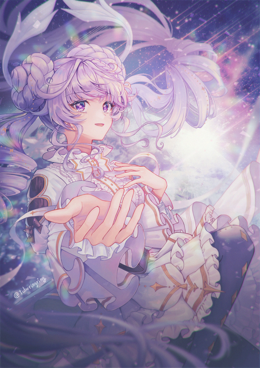 1girl, black_pantyhose, double_bun, dress, drill_hair, duel_monster, hair_bun, highres