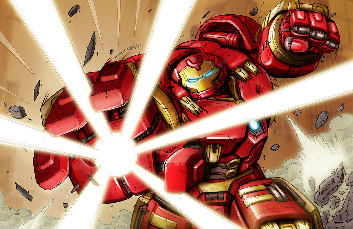 avengers:_age_of_ultron, avengers_(series), blue_eyes, clenched_hand, glowing, glowing_eyes, hulkbuster, iron_man