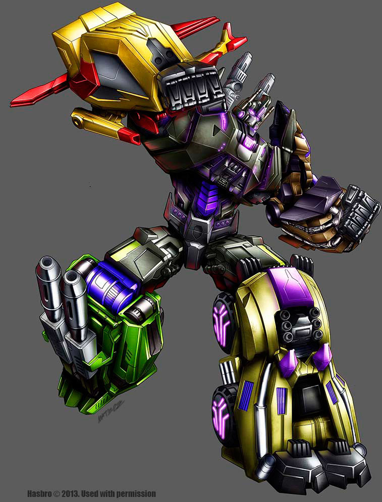 artistic_error, bruticus, clenched_hands, copyright_notice, decepticon, glowing, glowing_eyes, grey_background