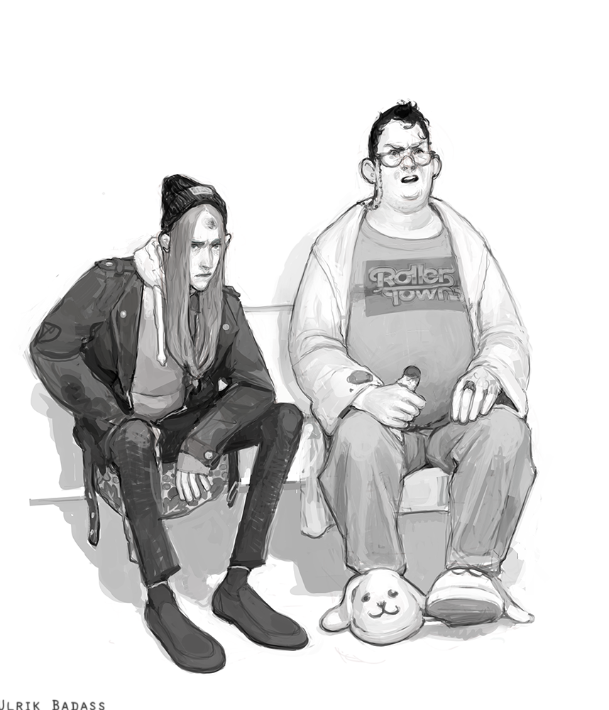 2boys, artist_name, beanie, glasses, hat, jacket, long_hair, male_focus