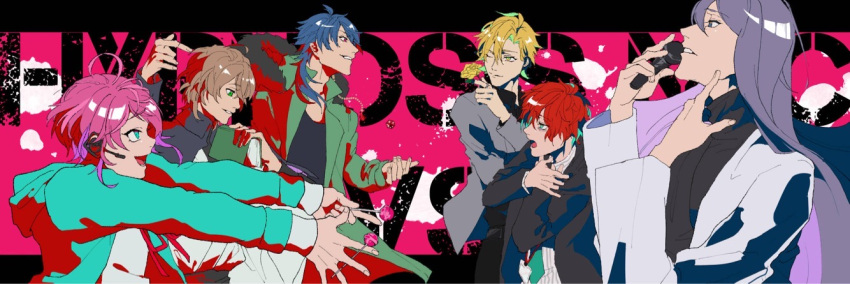 6+boys, amemura_ramuda, arisugawa_dice, blonde_hair, blue_eyes, blue_hair, brown_hair, candy