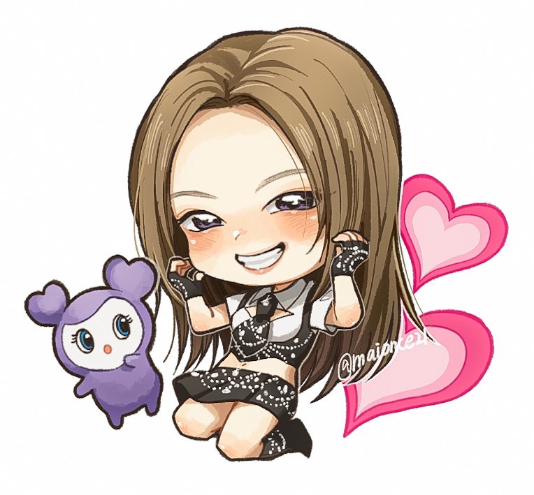 1girl, :o, animification, black_bustier, black_footwear, black_gloves, black_necktie, black_skirt