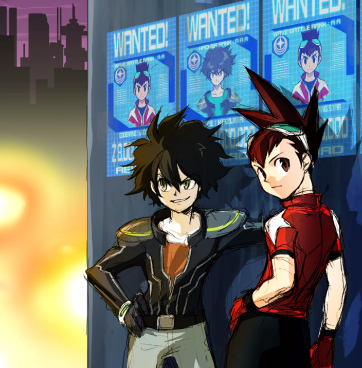 2boys, aged_up, black_hair, black_jacket, black_pants, brown_eyes, brown_hair, closed_mouth
