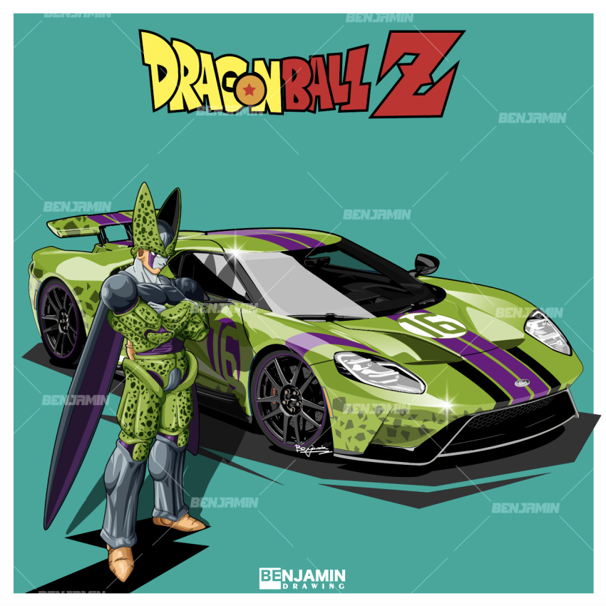 1boy, alien, benjamin_(user_scjv3278), car, cell_(dragon_ball), cross-eyed, dragon_ball, dragon_ball_z