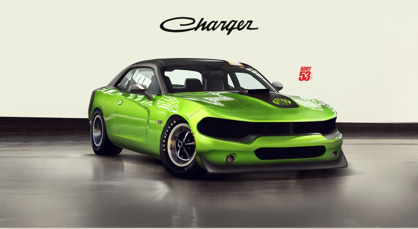absurdres, adry53, car, dodge_(company), dodge_charger, english_commentary, green_car, highres