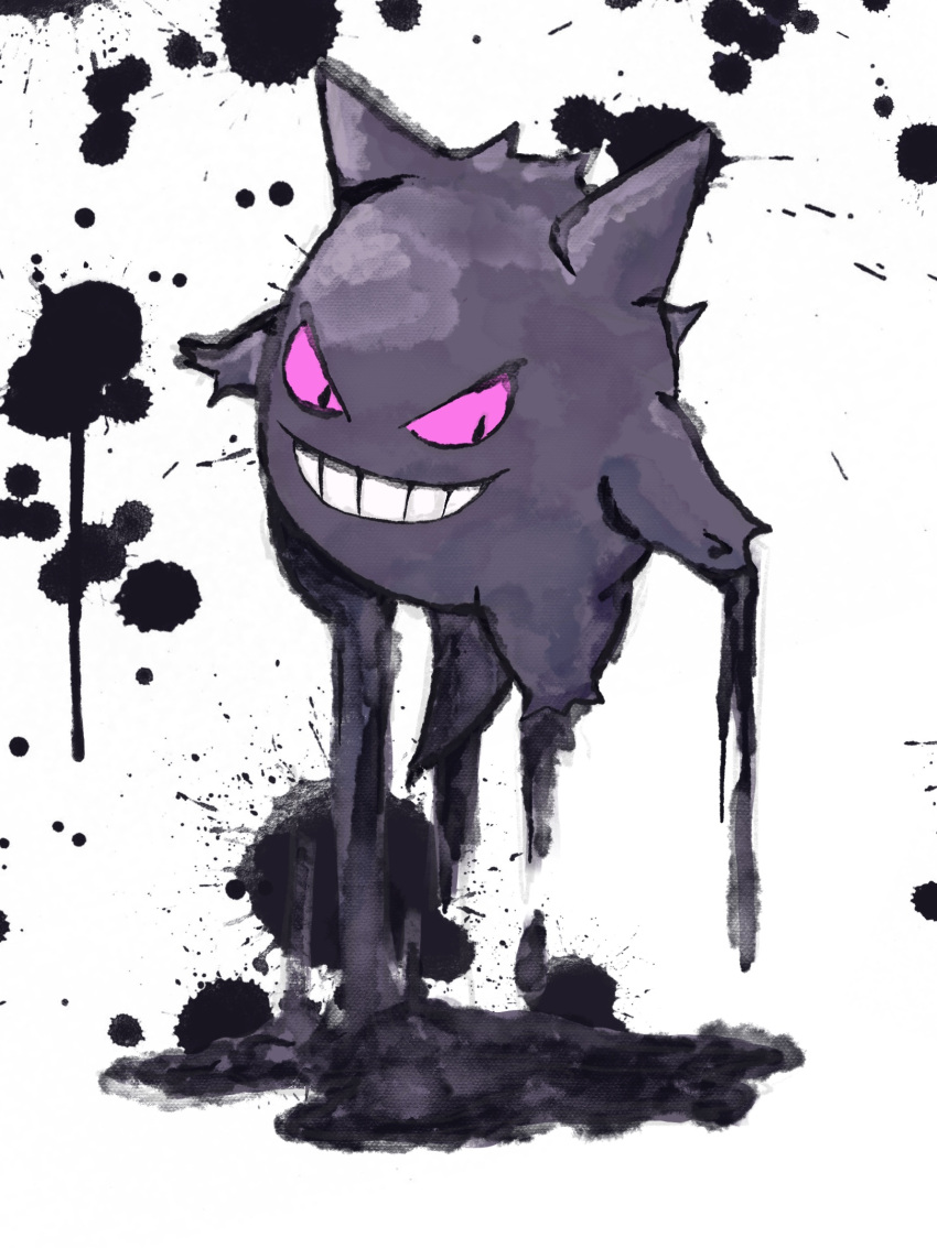 black_eyes, boku_(pixiv_32390460), colored_sclera, commentary_request, dripping, floating, full_body, gengar