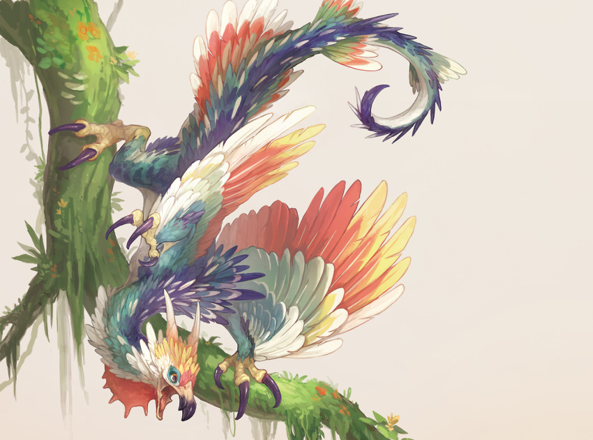 animal_focus, beak, bird_wings, branch, claws, dragon, feathered_dragon, feathered_wings