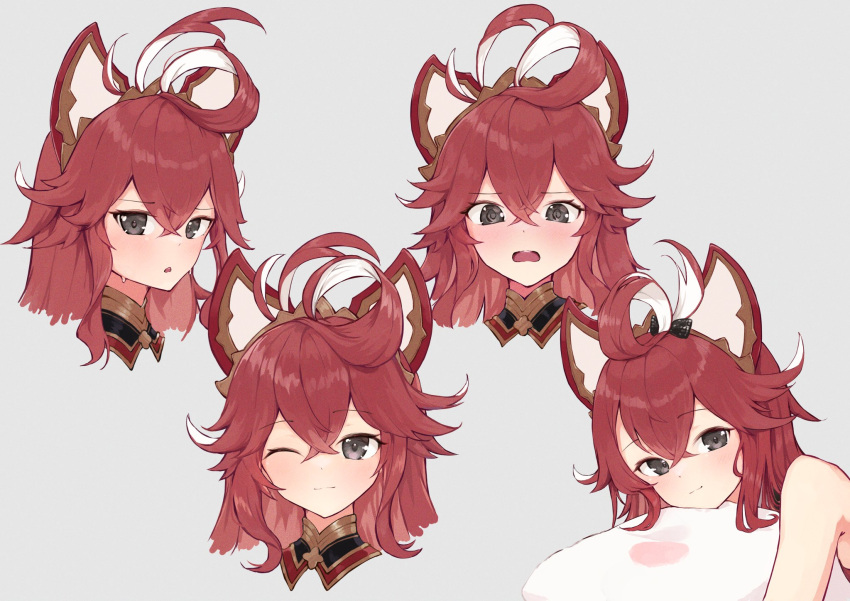 1girl, @_@, animal_ears, azur_lane, bare_shoulders, blush, closed_mouth, commentary_request