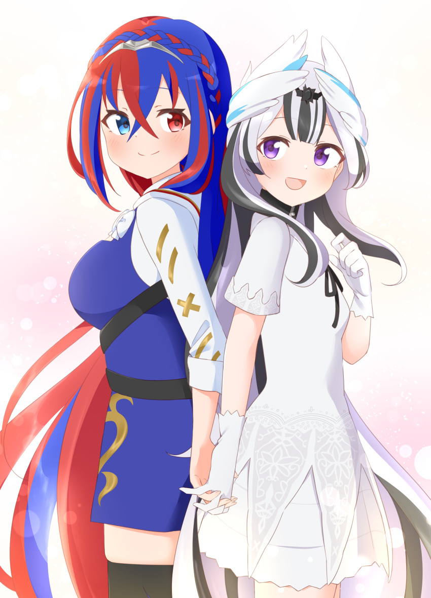 2girls, absurdres, alear_(female)_(divine_attire)_(fire_emblem), alear_(female)_(fire_emblem), alear_(fire_emblem), blue_eyes, blue_hair, braid