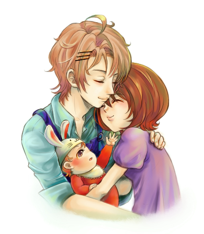 chase_(harvest_moon), couple, family, harvest_moon, harvest_moon_animal_parade, if_they_mated, lowres, merochoco, molly_(harvest_moon)