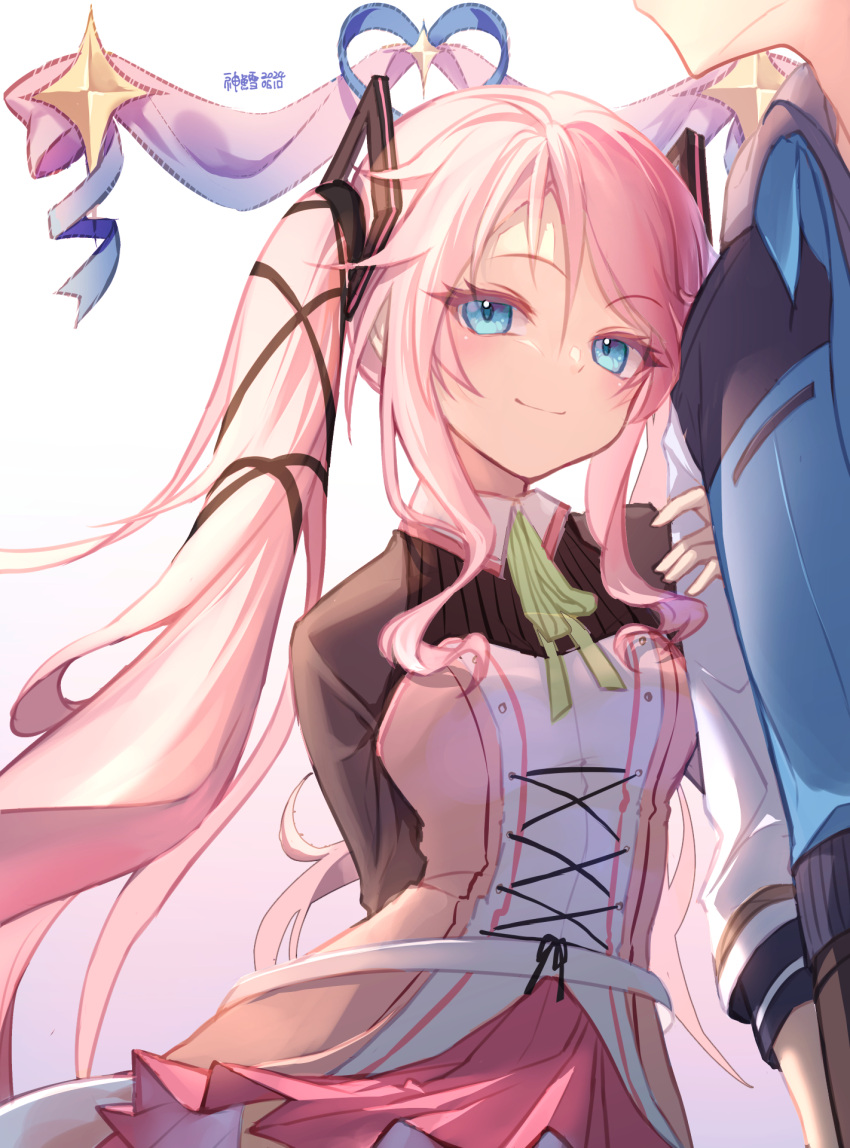 1boy, 1girl, blue_eyes, blue_jacket, closed_mouth, eiyuu_densetsu, eyelashes, highres