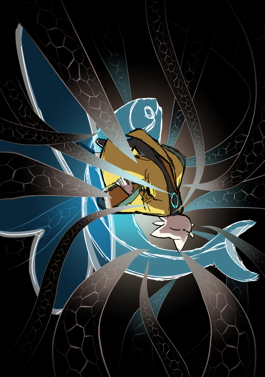 black_background, closed_eyes, fish, furry, highres, holding, holding_weapon, jumping