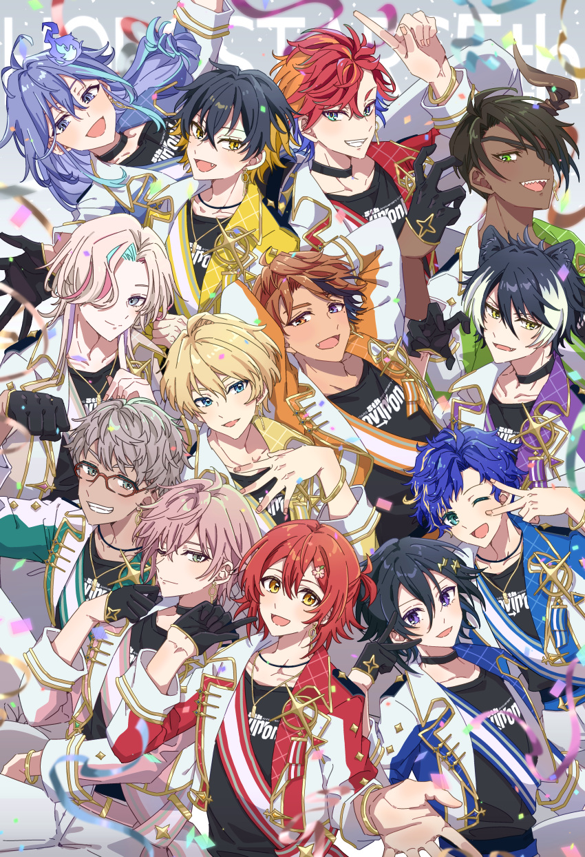 6+boys, absurdres, animal_ears, aragami_oga, arurandeisu, astel_leda, black_choker, black_gloves