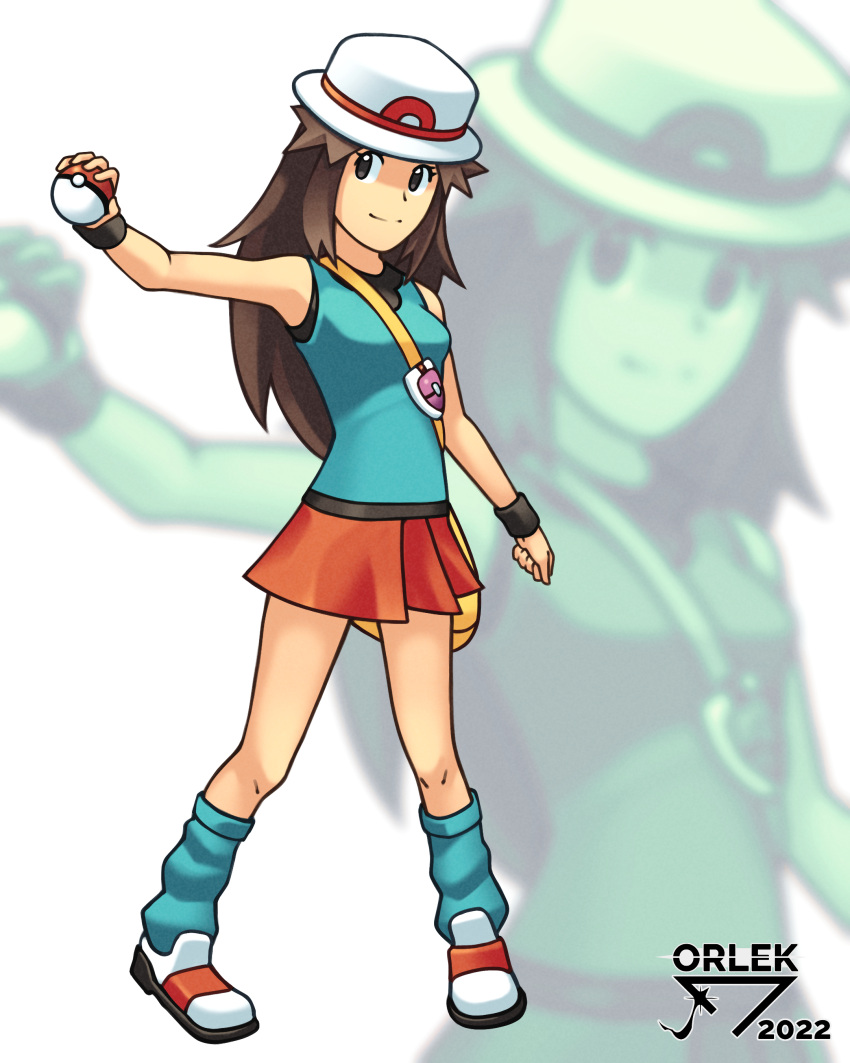 1girl, absurdres, artist_name, bag, black_wristband, brown_eyes, brown_hair, closed_mouth