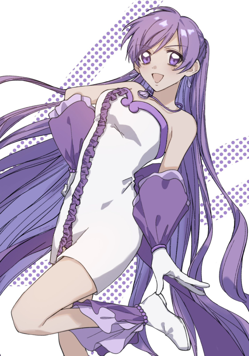 1girl, blush, boots, bracelet, breasts, caren_(mermaid_melody_pichi_pichi_pitch), chexx60, dress