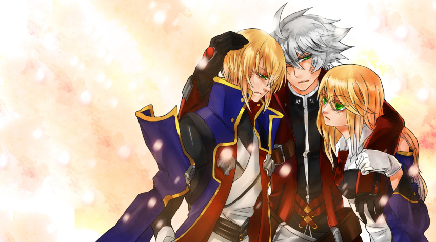 group_hug, hug, jin_kisaragi, noel_vermillion, ragna_the_bloodedge, sesame_ange