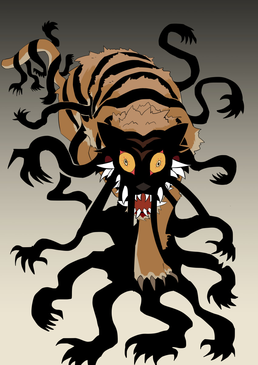 absurdres, animal_focus, claws, commentary_request, constricted_pupils, dream_tiger_(govy9807), from_above, full_body