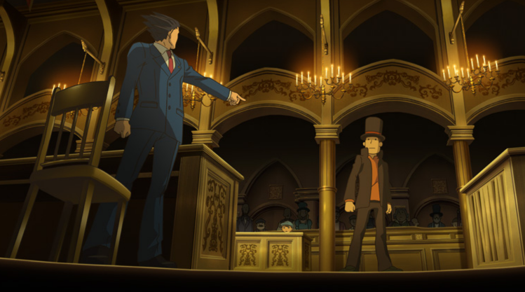 cap, gyakuten_saiban, hershel_layton, luke_triton, naruhodou_ryuuichi, objection, official_art, pointing