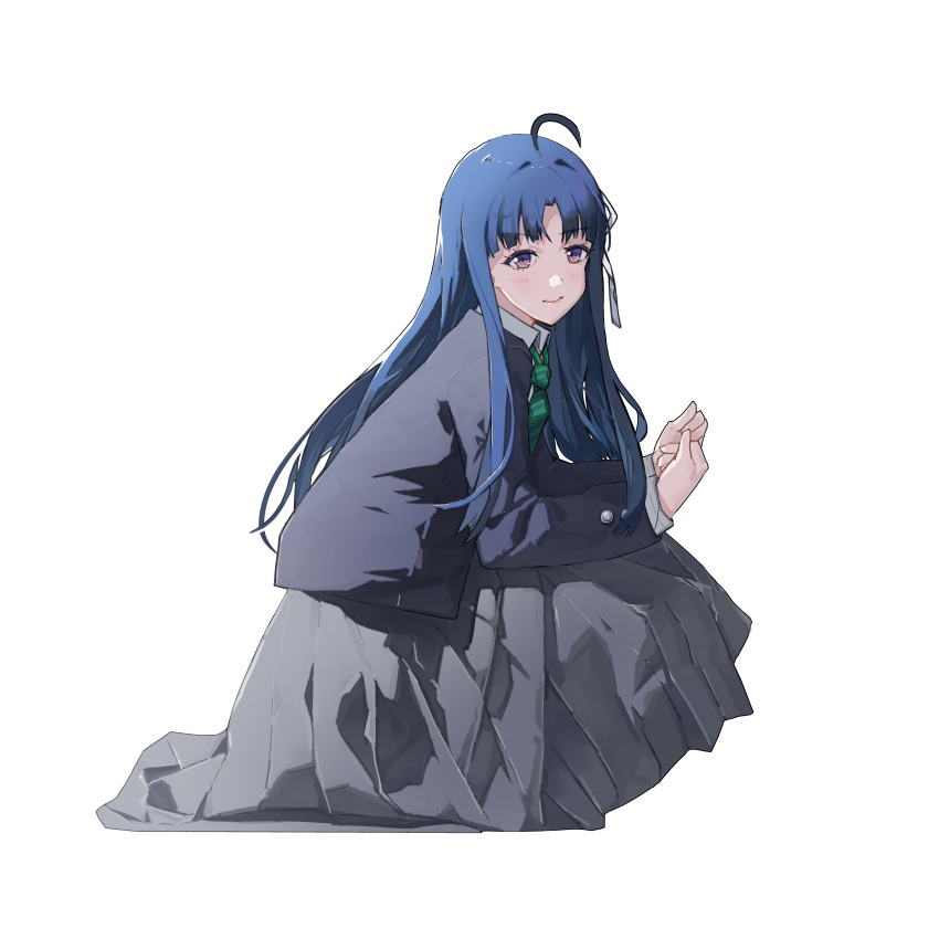 1girl, absurdres, ahoge, awa_subaru, black_hair, black_jacket, blush, closed_mouth