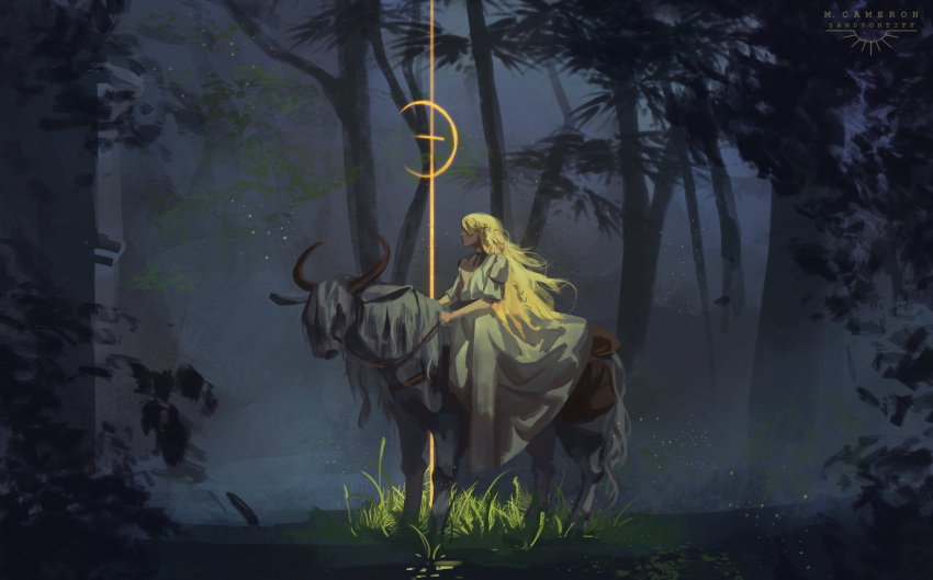 1boy, absurdres, animal, blonde_hair, braid, elden_ring, elden_ring:_shadow_of_the_erdtree, golden_cross_(elden_ring)
