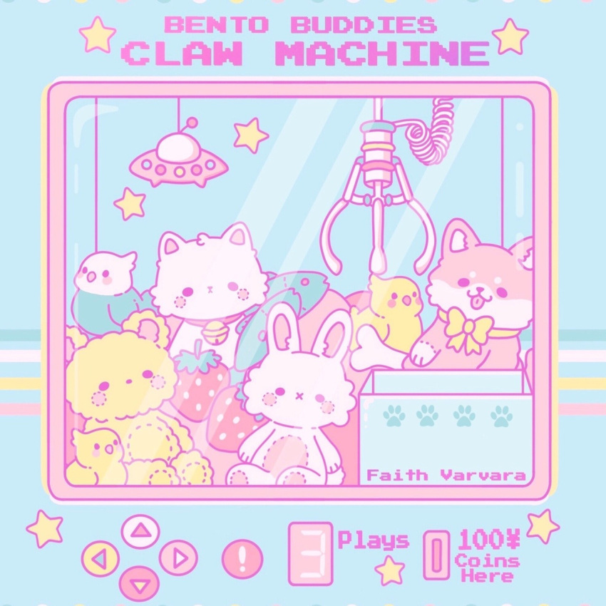 !, artist_name, blue_background, bone, bow, bowtie, commentary, crane_game