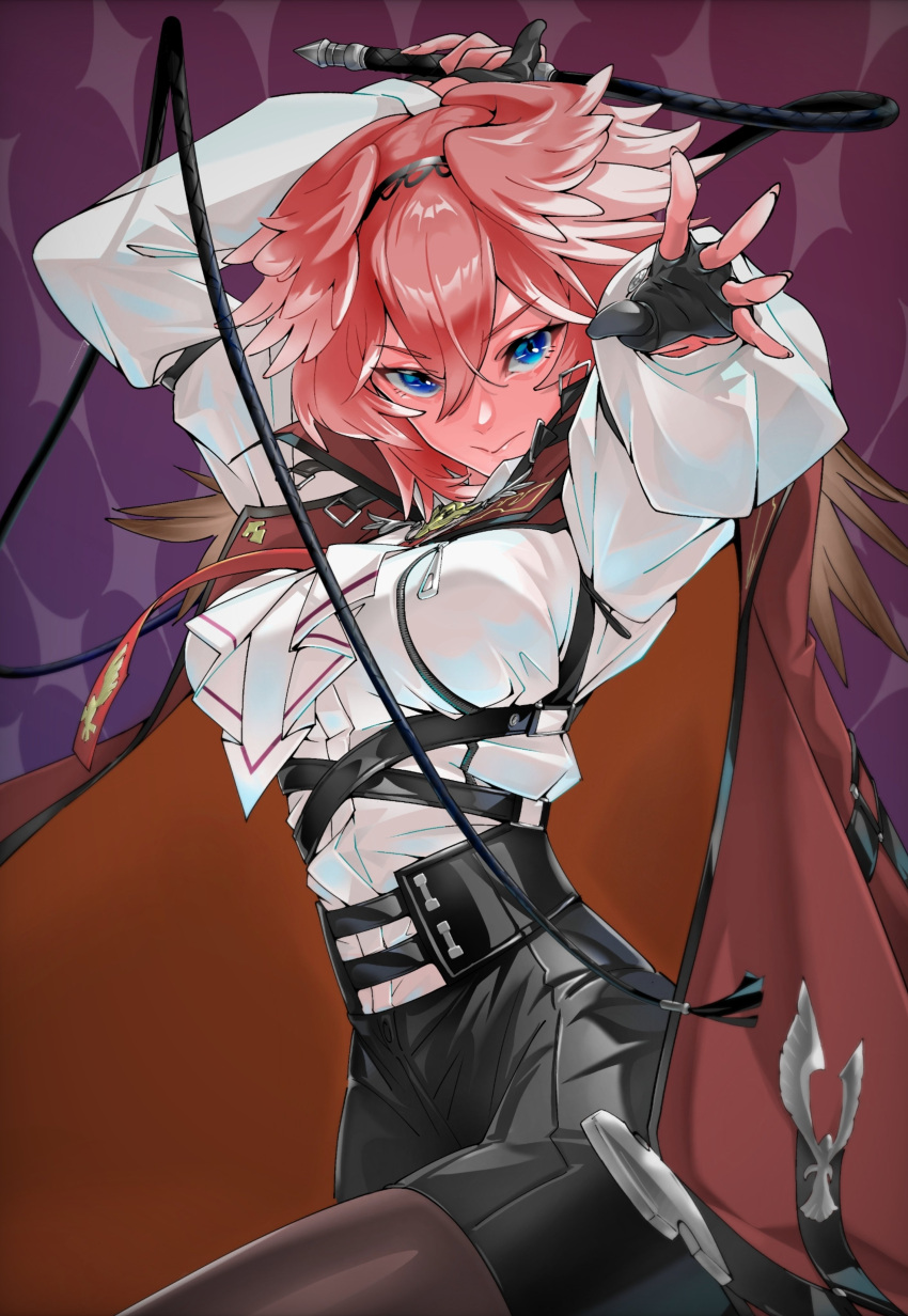 1girl, absurdres, blue_eyes, breast_zipper, cape, fingerless_gloves, gloves, hair_between_eyes