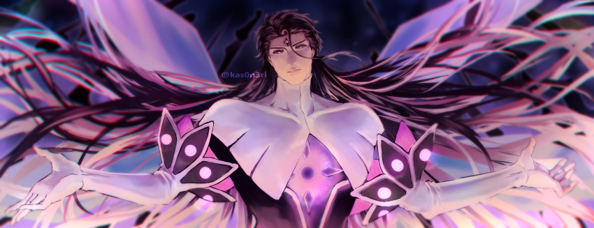 1boy, 2023, absurdres, aizen_sousuke, alternate_form, black_sclera, bleach, bleach:_brave_souls