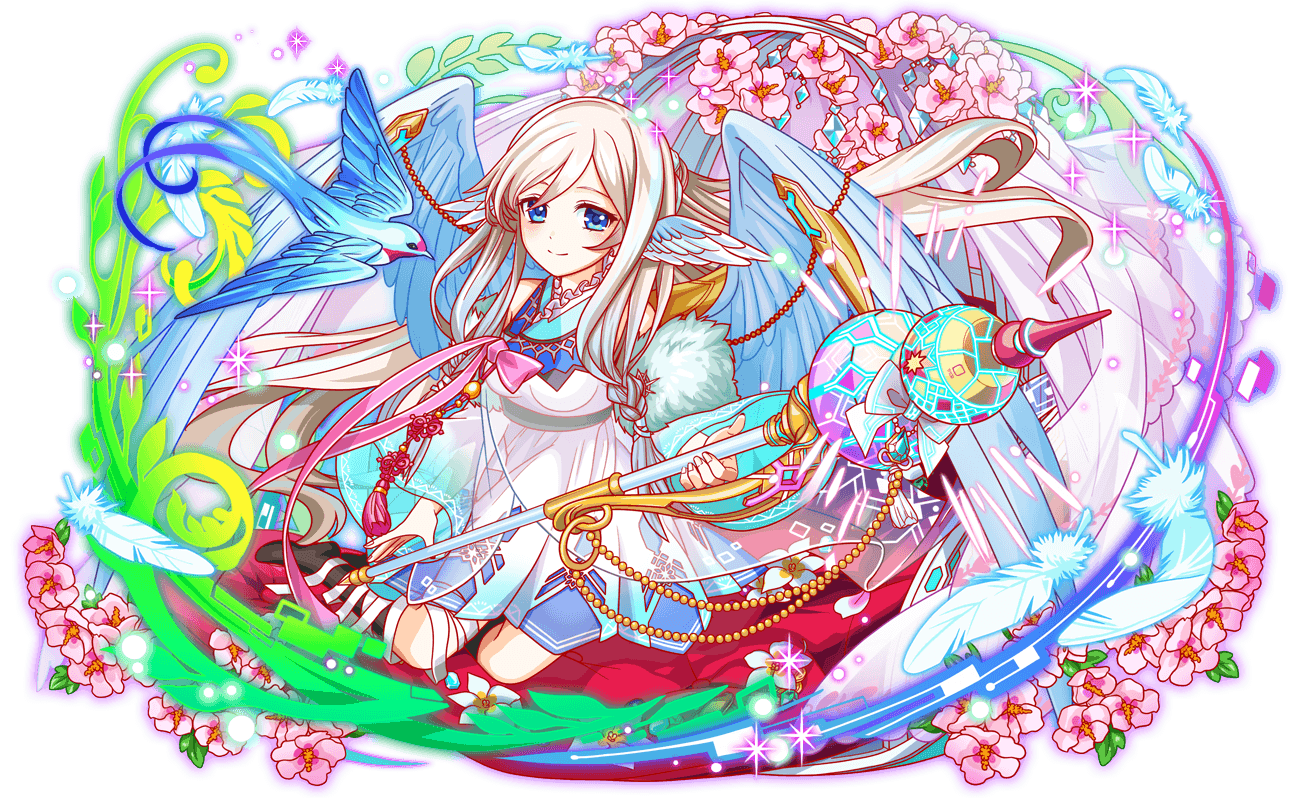 1girl, 1other, aqua_bird, aqua_wings, artist_request, bare_shoulders, beads, beak