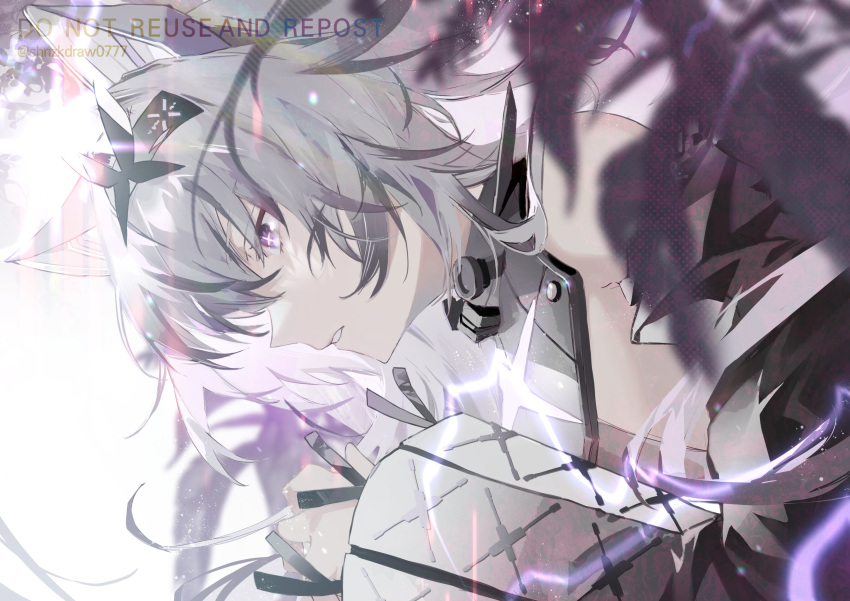 1girl, absurdres, animal_ears, bare_shoulders, black_hairband, cross-shaped_pupils, english_text, hairband