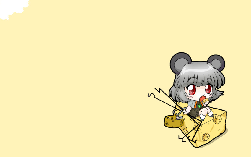 animal_ears, chibi, fang, nagisuke, nazrin, red_eyes, tail, touhou