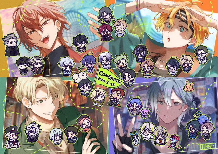 18trip, 1girl, 2024, 6+boys, absolutely_everyone, azekawa_kinari, black_hair, blonde_hair